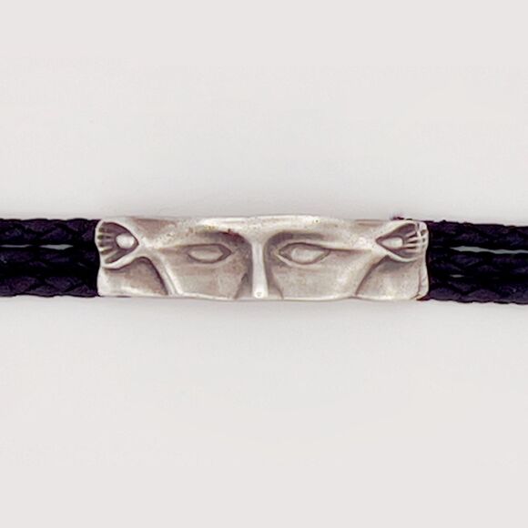 Egyptian Eye of Horus Braided Cord Silver Tone Bracelet - Picture 1 of 3